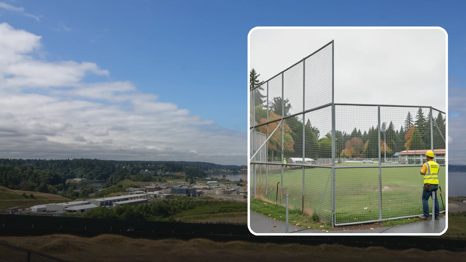 Backstop Installation in University Place, Pierce County, WA - Installation of ballfield backstops and protective fencing to regulation height and safety standards.