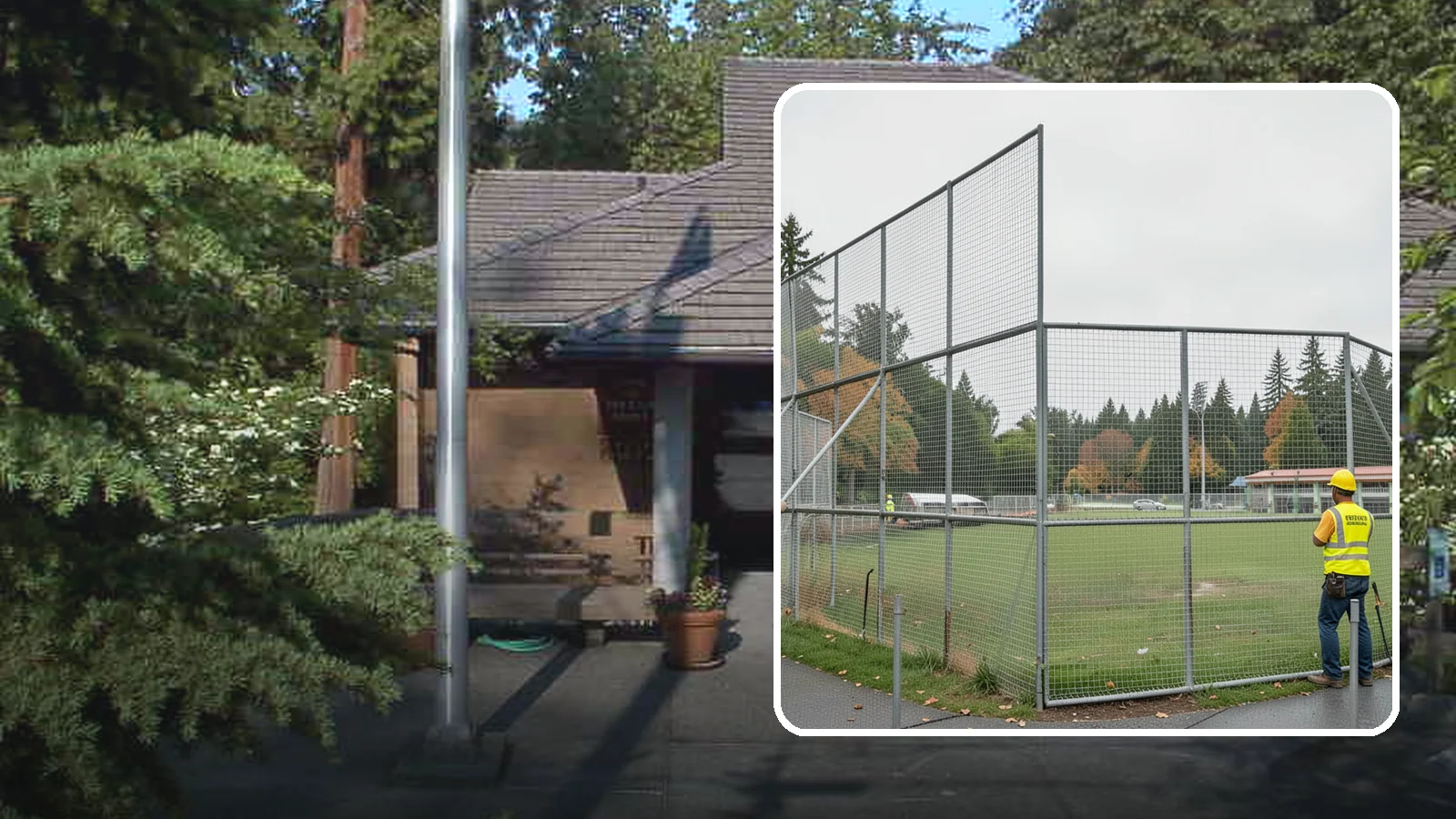 Backstop Installation in Yarrow Point, King County, WA - Installation of ballfield backstops and protective fencing to regulation height and safety standards.