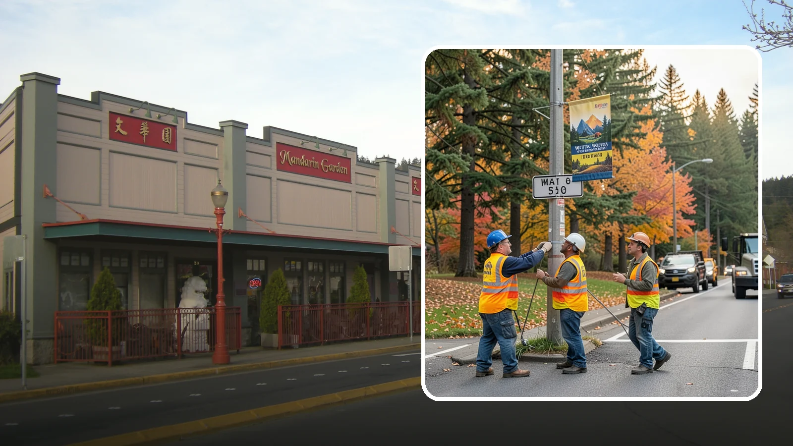 Banner Installation in Issaquah, King County, WA - Installation of street banners and pole banners for Western Washington civic and event promotions.