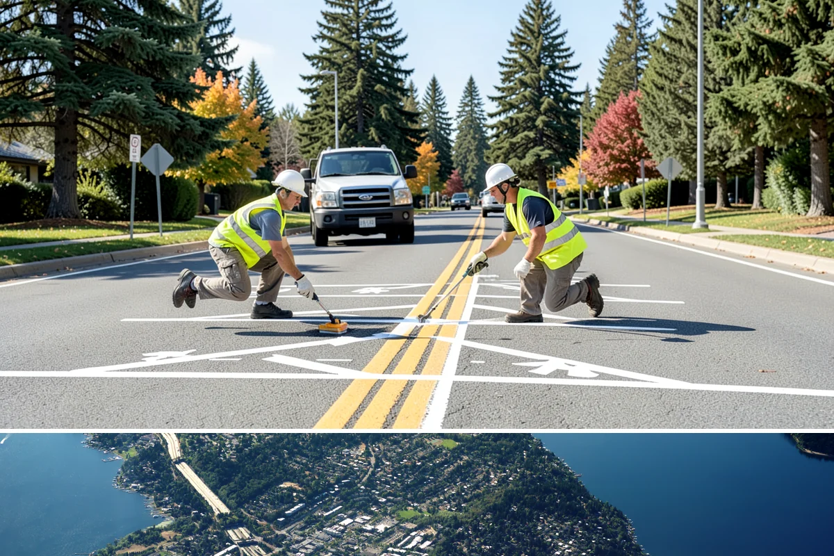 Banner Installation in Mercer Island, King County, WA - Banner cycles turn over most frequently in spring and summer as the civic event calendar fills.