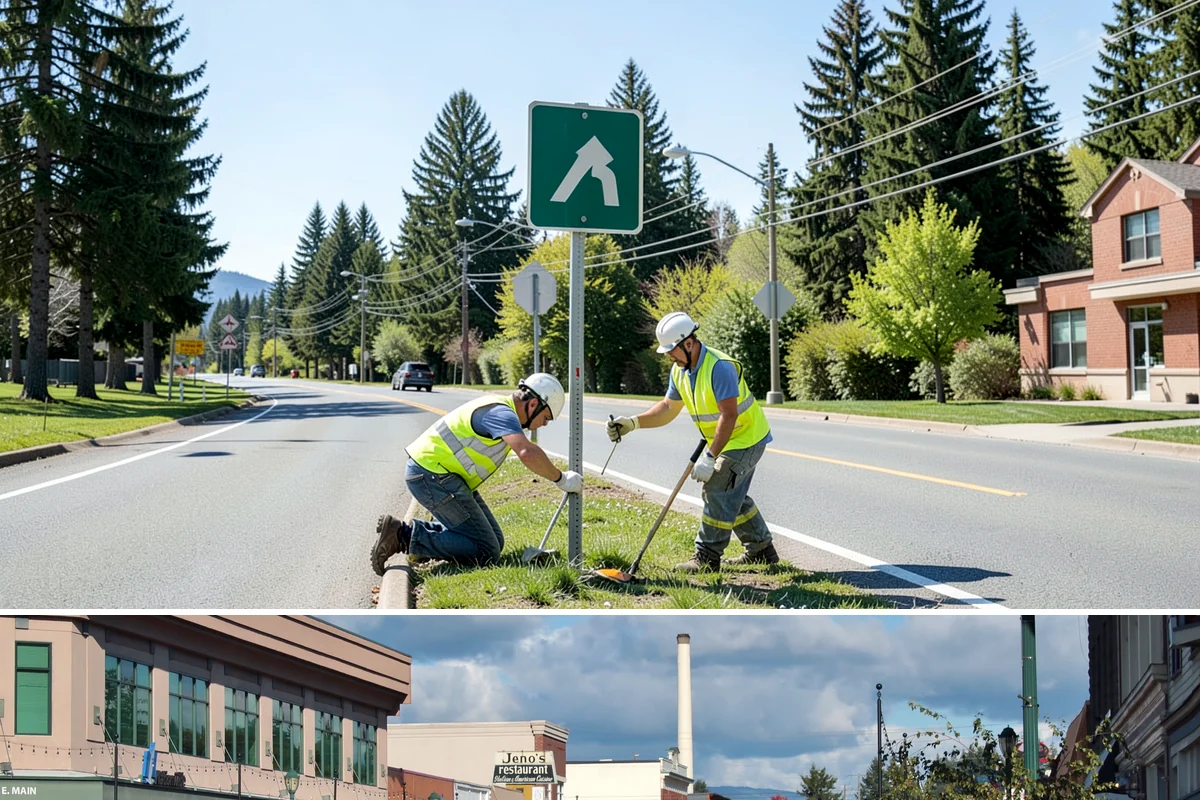 Banner Installation in Monroe, Snohomish County, WA - Banner cycles turn over most frequently in spring and summer as the civic event calendar fills.