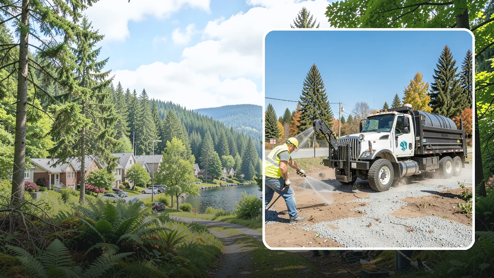 Bare Ground Vegetation Control in Lake Forest Park, King County, WA - Long-residual vegetation control keeping gravel yards, fence lines, and equipment areas free of growth.