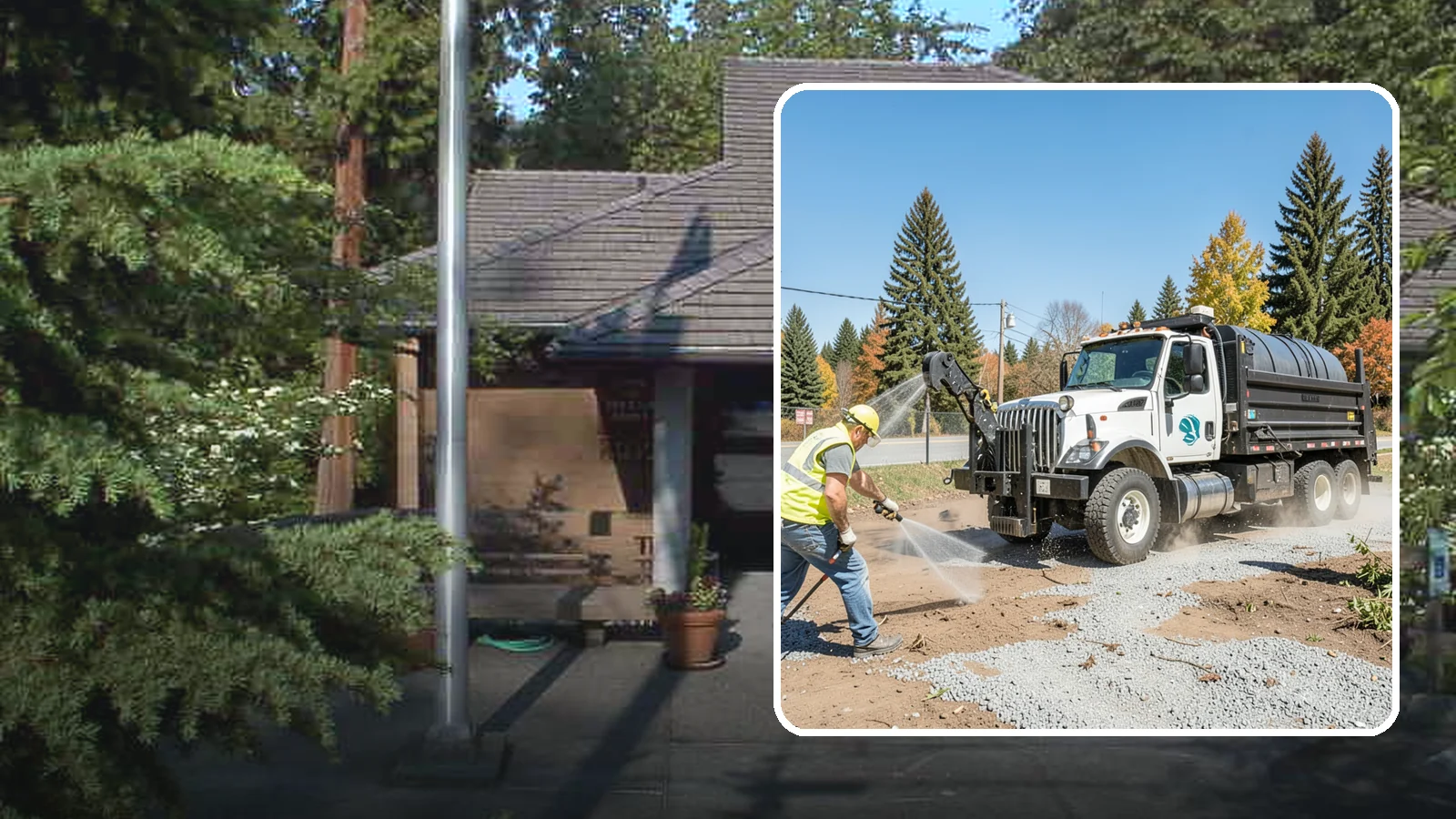 Bare Ground Vegetation Control in Yarrow Point, King County, WA - Long-residual vegetation control keeping gravel yards, fence lines, and equipment areas free of growth.