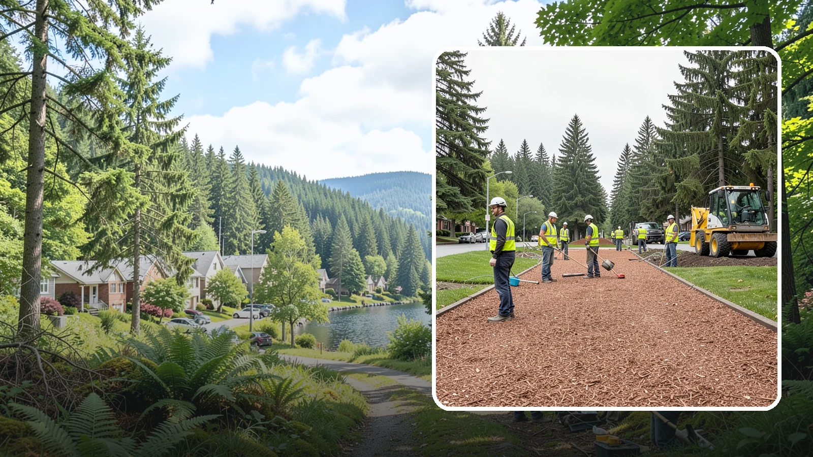 Bark Installation in Lake Forest Park, King County, WA - Quality bark installation for public beds and pathways that delivers clean coverage and lasting ground cover.
