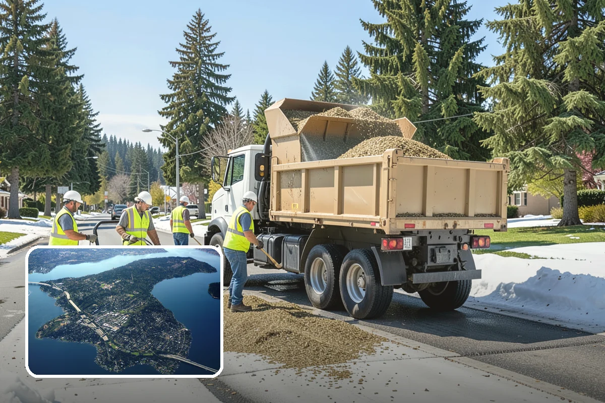 Bark Installation in Mercer Island, King County, WA - Clean, uniform coverage across beds and pathways