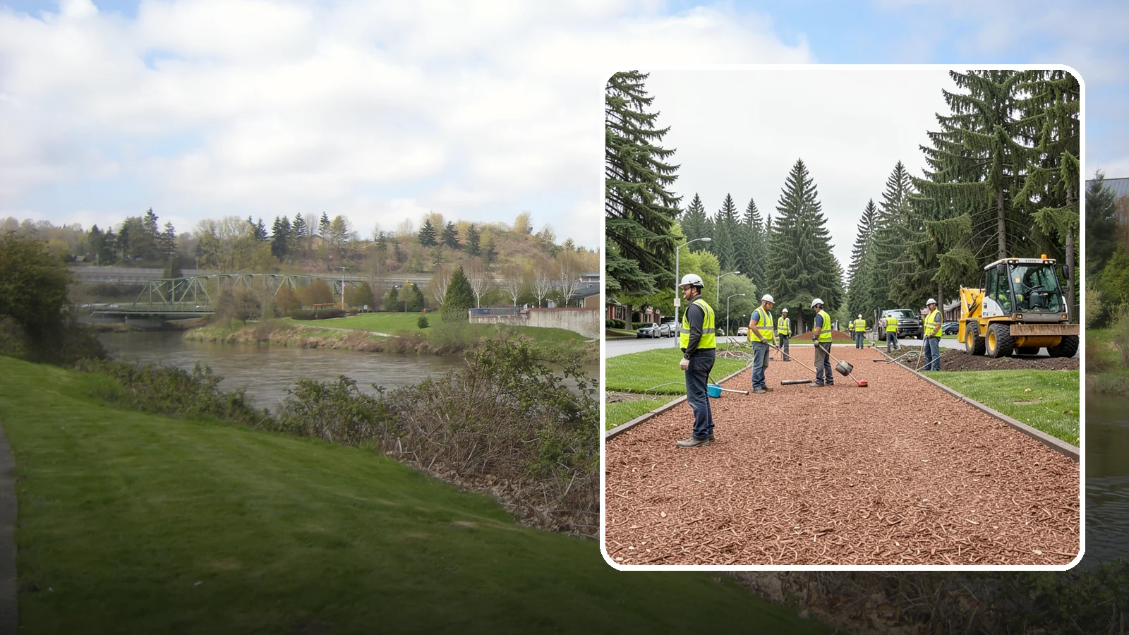 Bark Installation in Tukwila, King County, WA - Quality bark installation for public beds and pathways that delivers clean coverage and lasting ground cover.