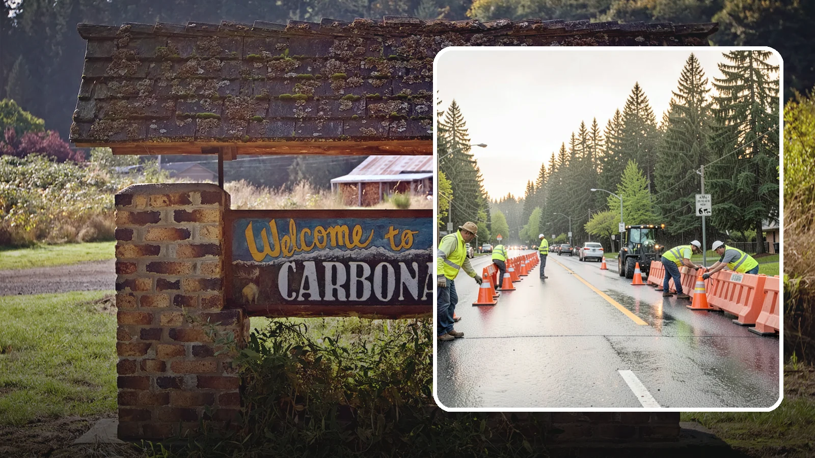 Barricade Placement in Carbonado, Pierce County, WA - Placement of event and traffic barricades for Western Washington public events and road closures.