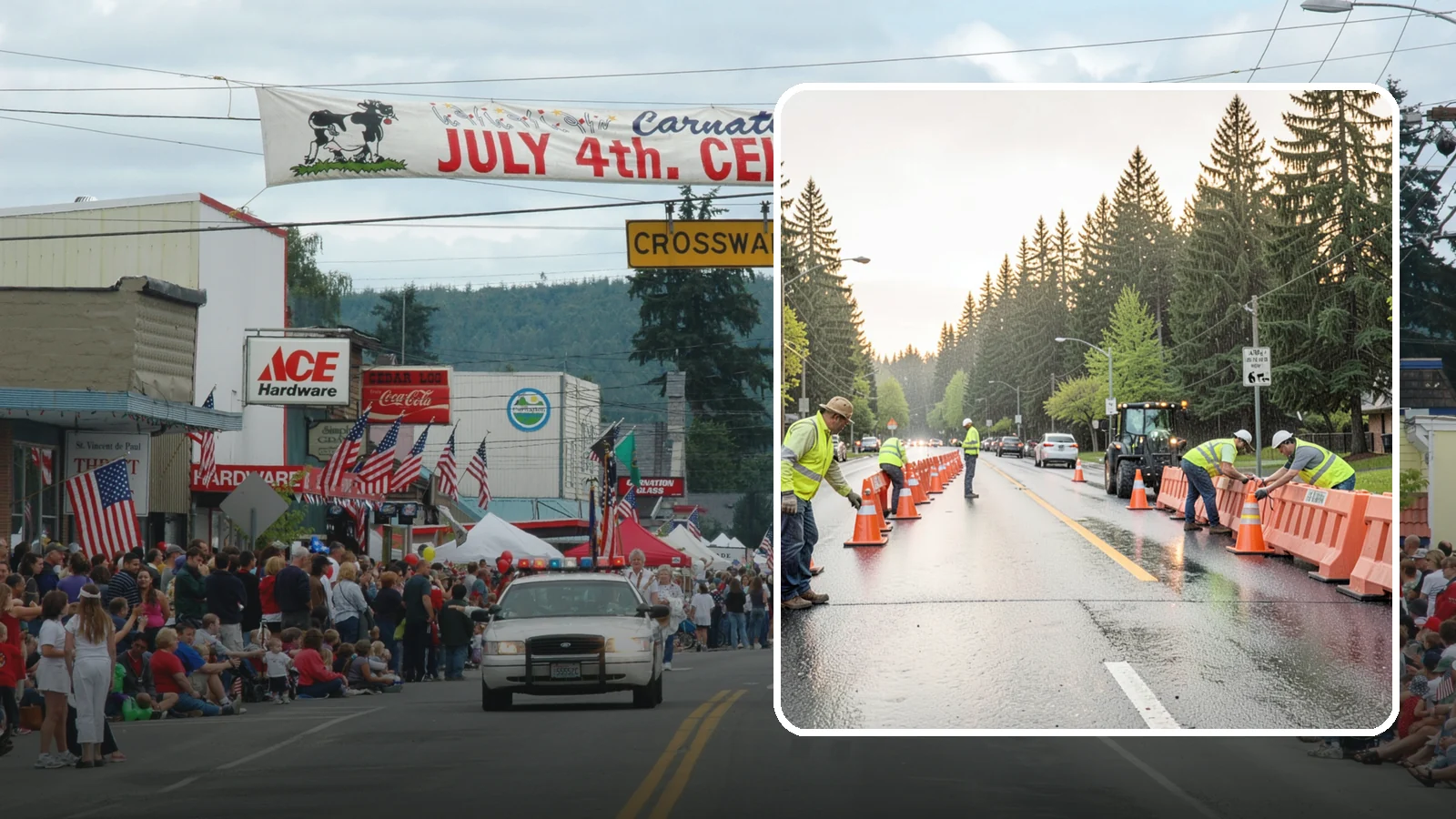 Barricade Placement in Carnation, King County, WA - Placement of event and traffic barricades for Western Washington public events and road closures.