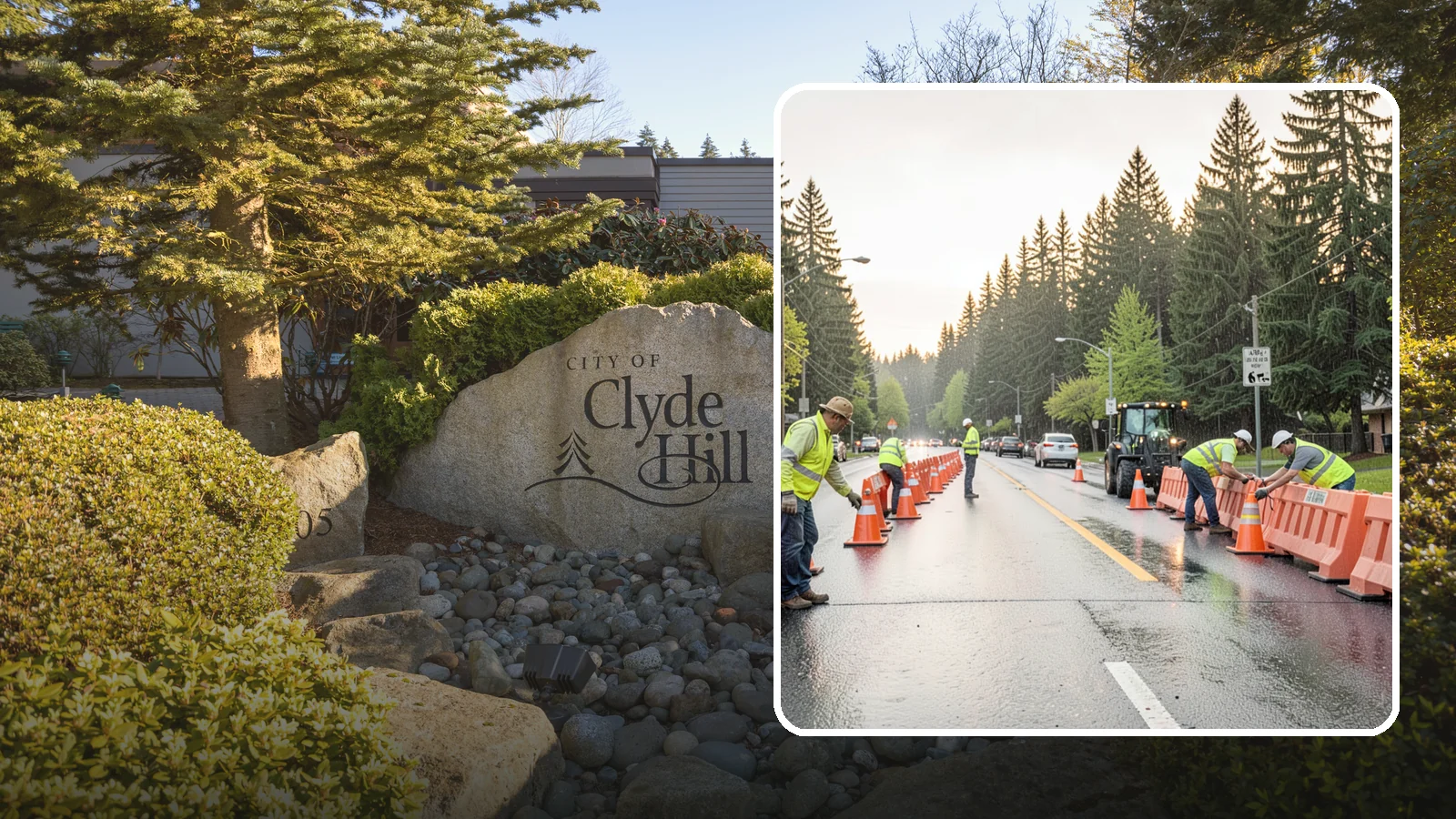 Barricade Placement in Clyde Hill, King County, WA - Placement of event and traffic barricades for Western Washington public events and road closures.
