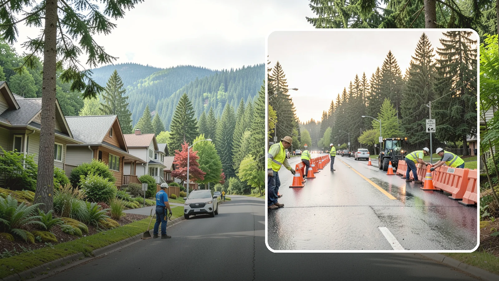Barricade Placement in Darrington, Snohomish County, WA - Placement of event and traffic barricades for Western Washington public events and road closures.