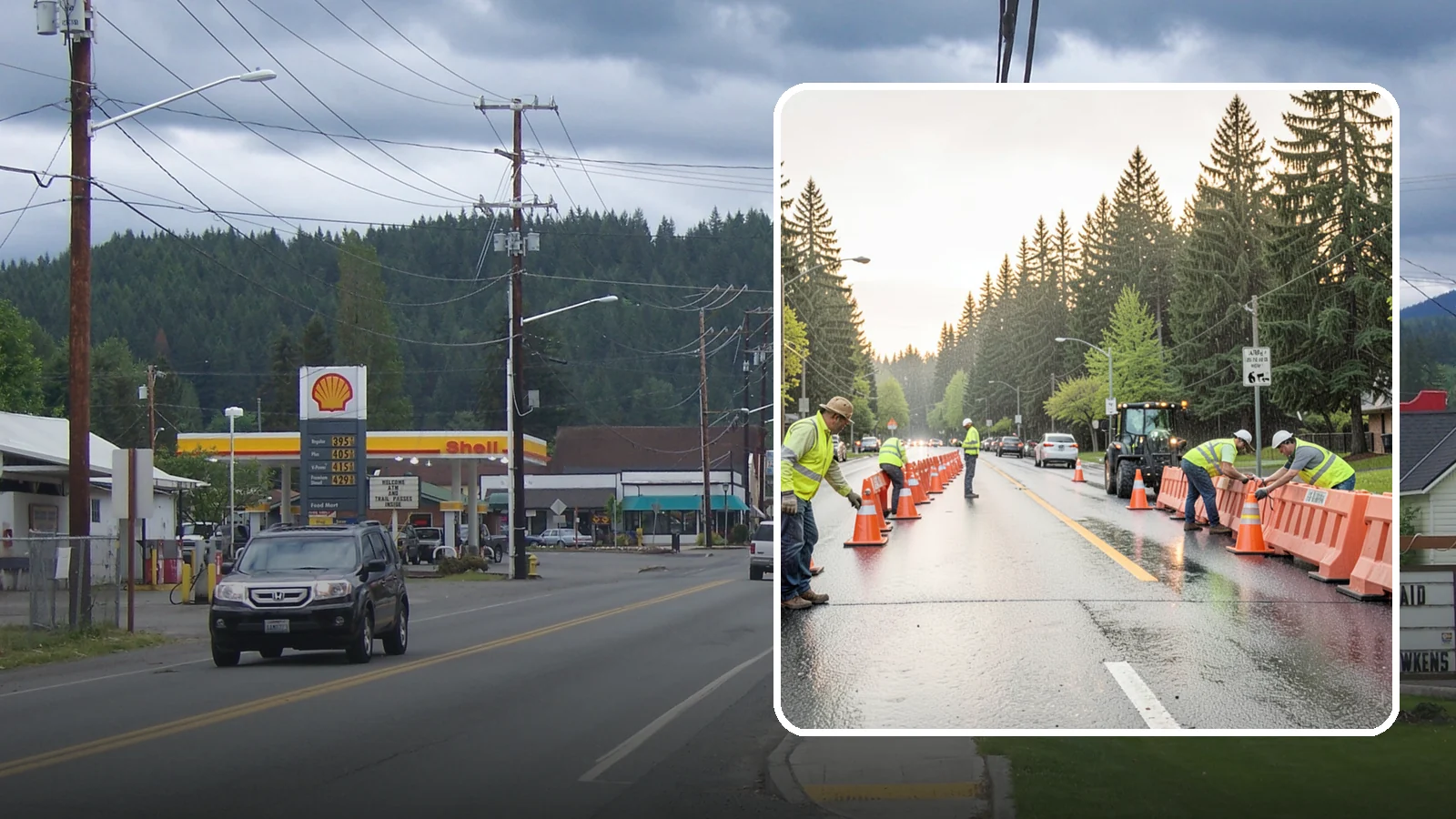 Barricade Placement in Granite Falls, Snohomish County, WA - Placement of event and traffic barricades for Western Washington public events and road closures.