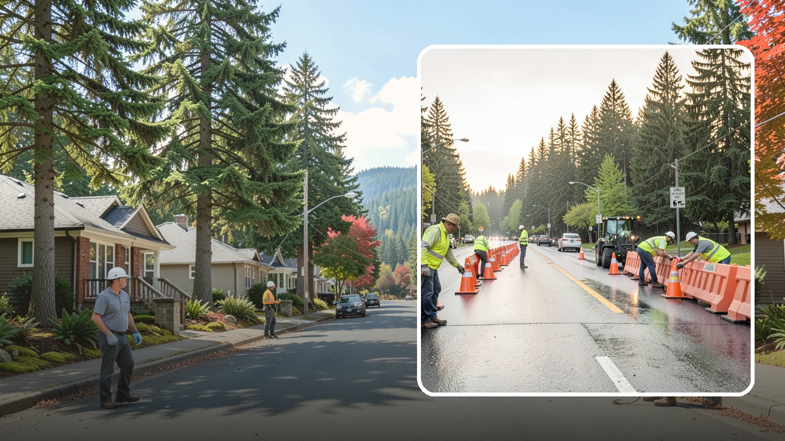 Barricade Placement in Hunts Point, King County, WA - Placement of event and traffic barricades for Western Washington public events and road closures.