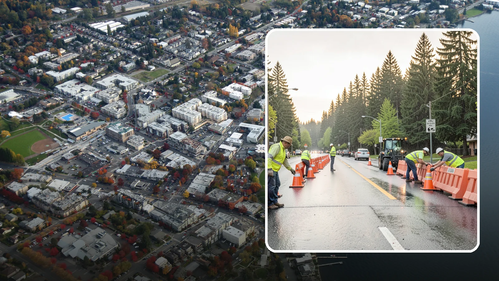 Barricade Placement in Kirkland, King County, WA - Placement of event and traffic barricades for Western Washington public events and road closures.