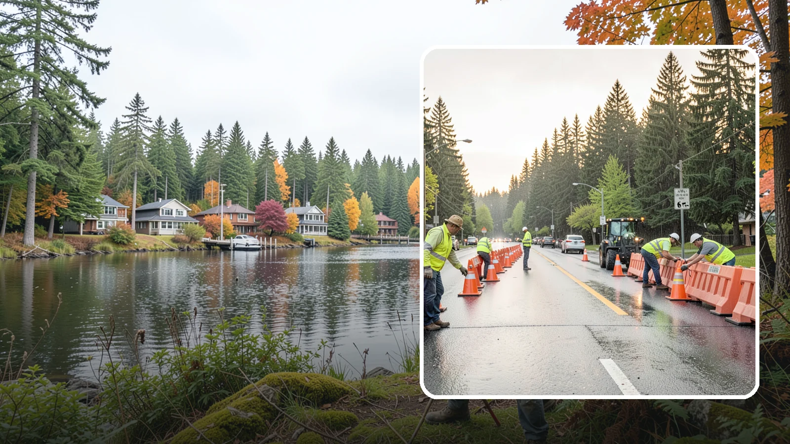 Barricade Placement in La Conner, Skagit County, WA - Placement of event and traffic barricades for Western Washington public events and road closures.