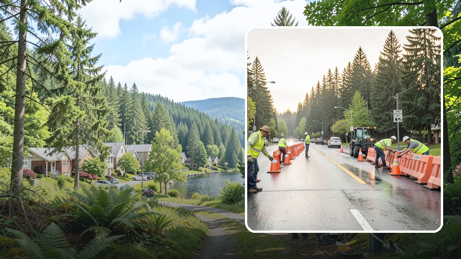 Barricade Placement in Lake Forest Park, King County, WA - Placement of event and traffic barricades for Western Washington public events and road closures.