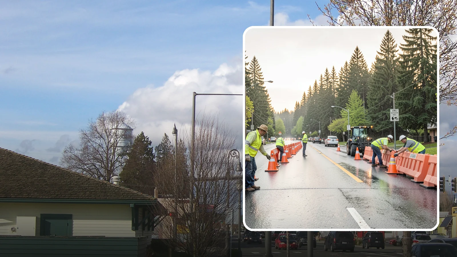 Barricade Placement in Marysville, Snohomish County, WA - Placement of event and traffic barricades for Western Washington public events and road closures.