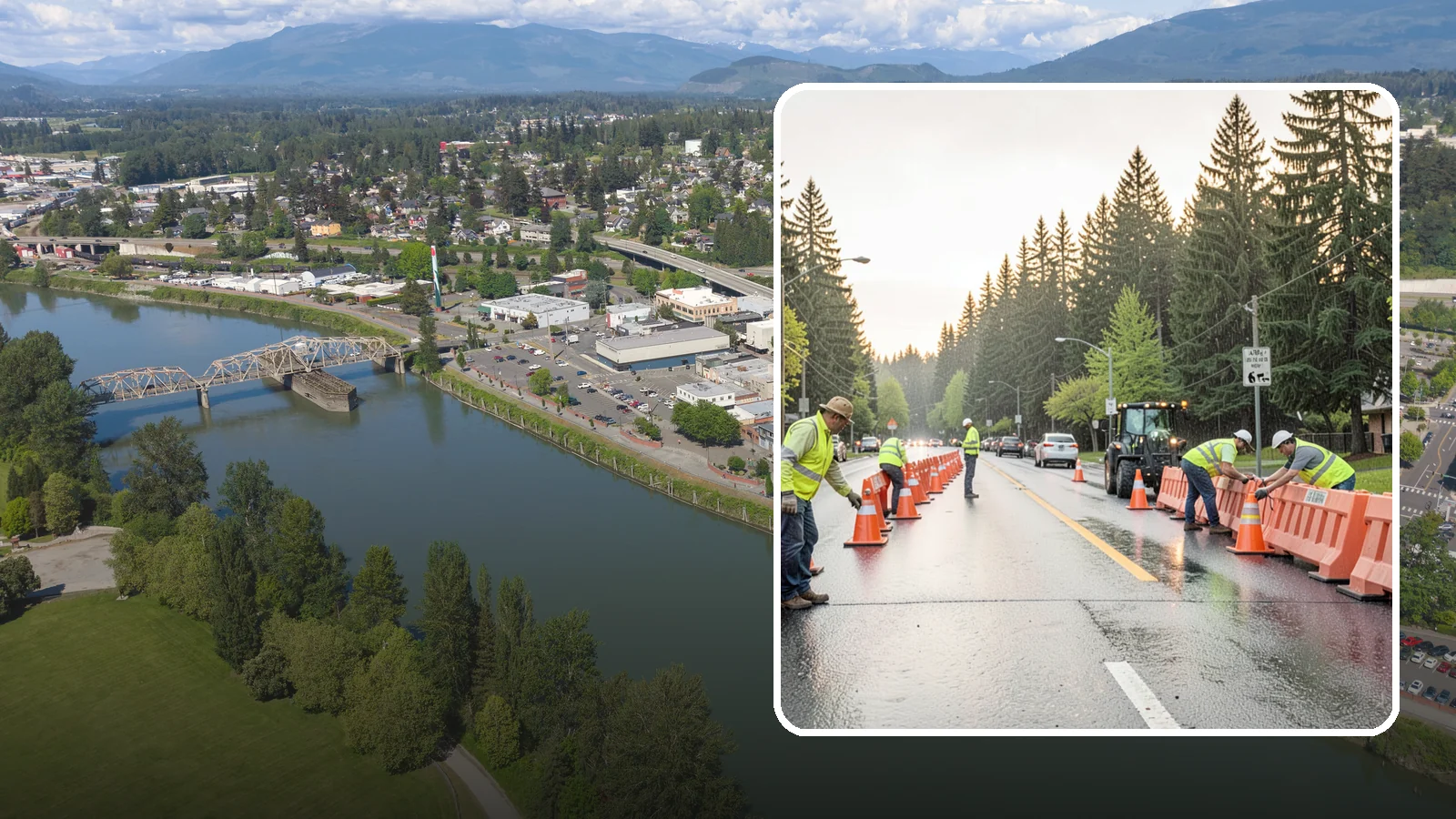 Barricade Placement in Mount Vernon, Skagit County, WA - Placement of event and traffic barricades for Western Washington public events and road closures.