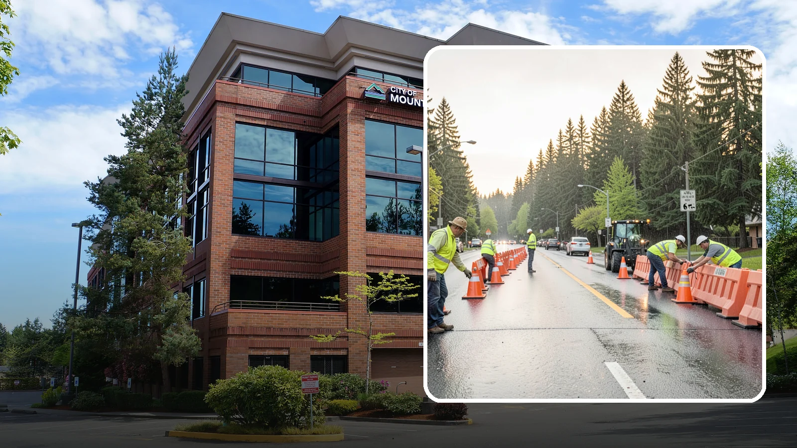 Barricade Placement in Mountlake Terrace, Snohomish County, WA - Placement of event and traffic barricades for Western Washington public events and road closures.