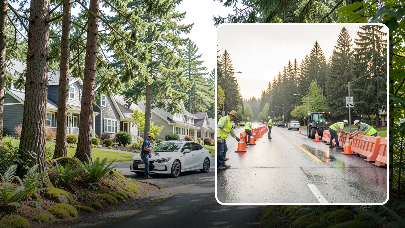 Barricade Placement in Normandy Park, King County, WA - Placement of event and traffic barricades for Western Washington public events and road closures.