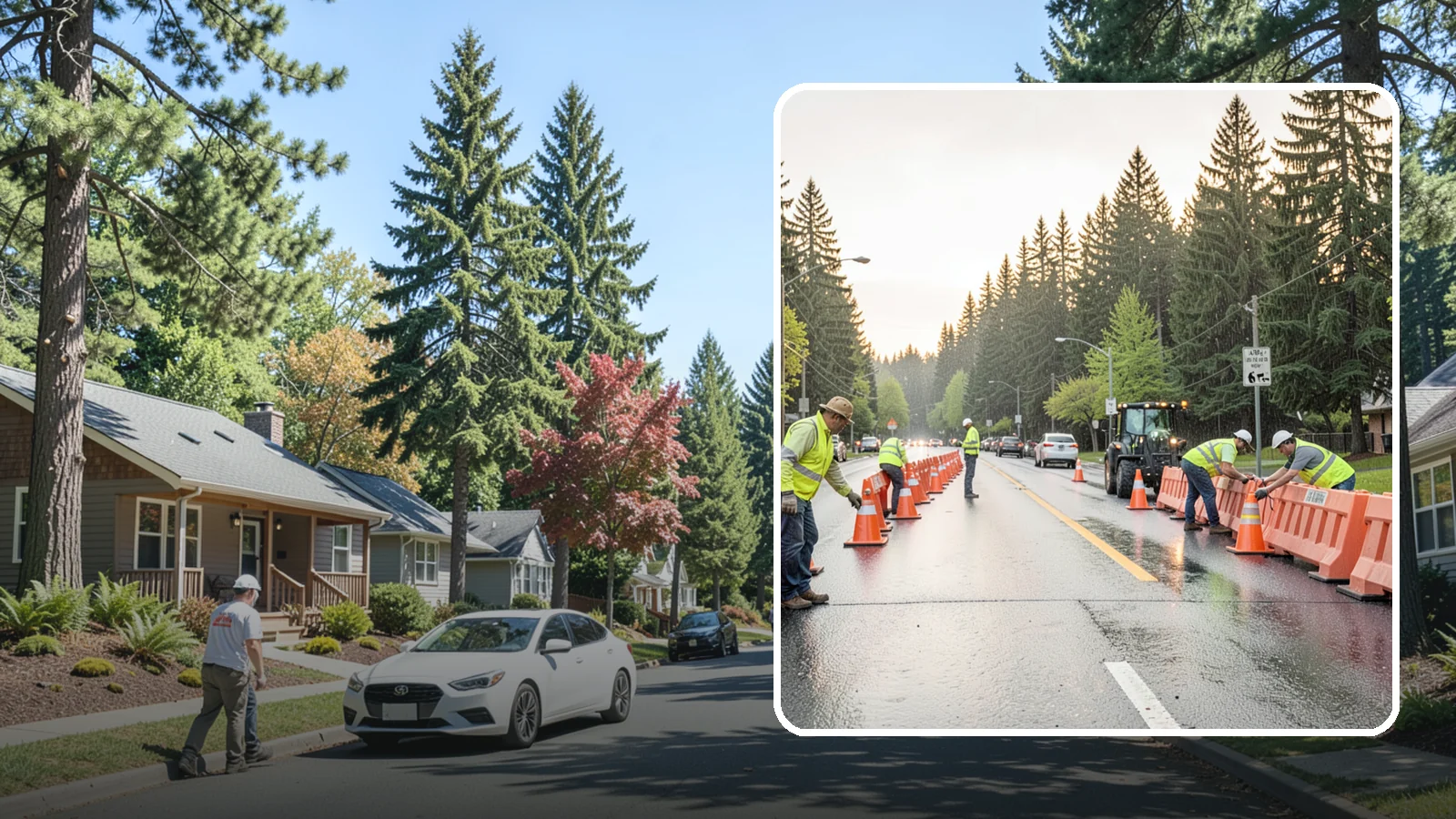 Barricade Placement in Orting, Pierce County, WA - Placement of event and traffic barricades for Western Washington public events and road closures.
