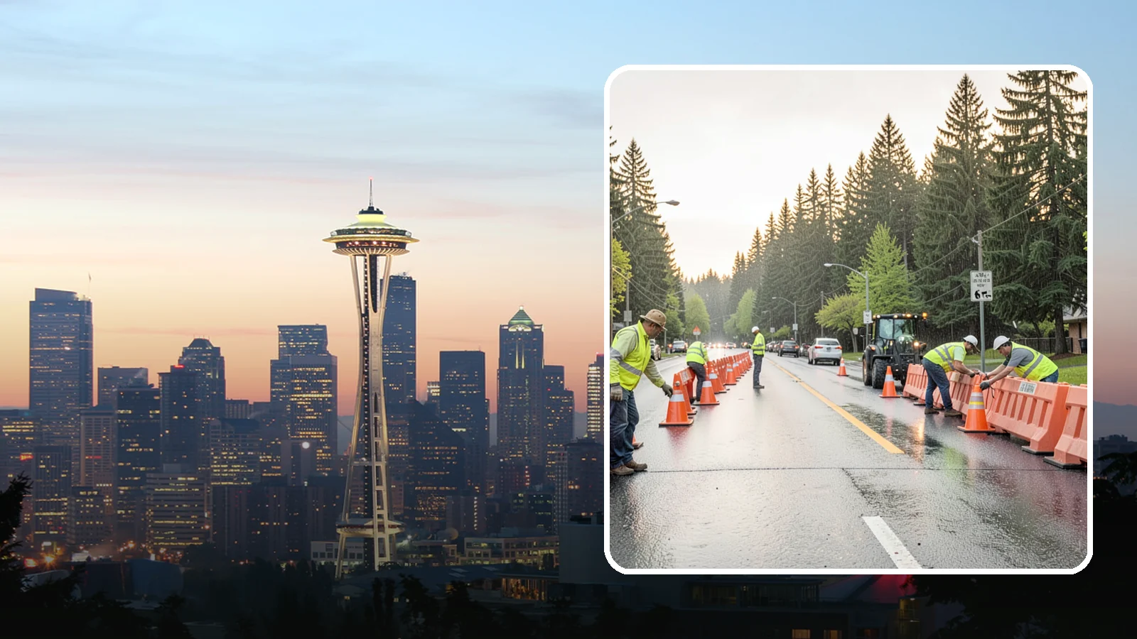 Barricade Placement in Seattle, King County, WA - Placement of event and traffic barricades for Western Washington public events and road closures.