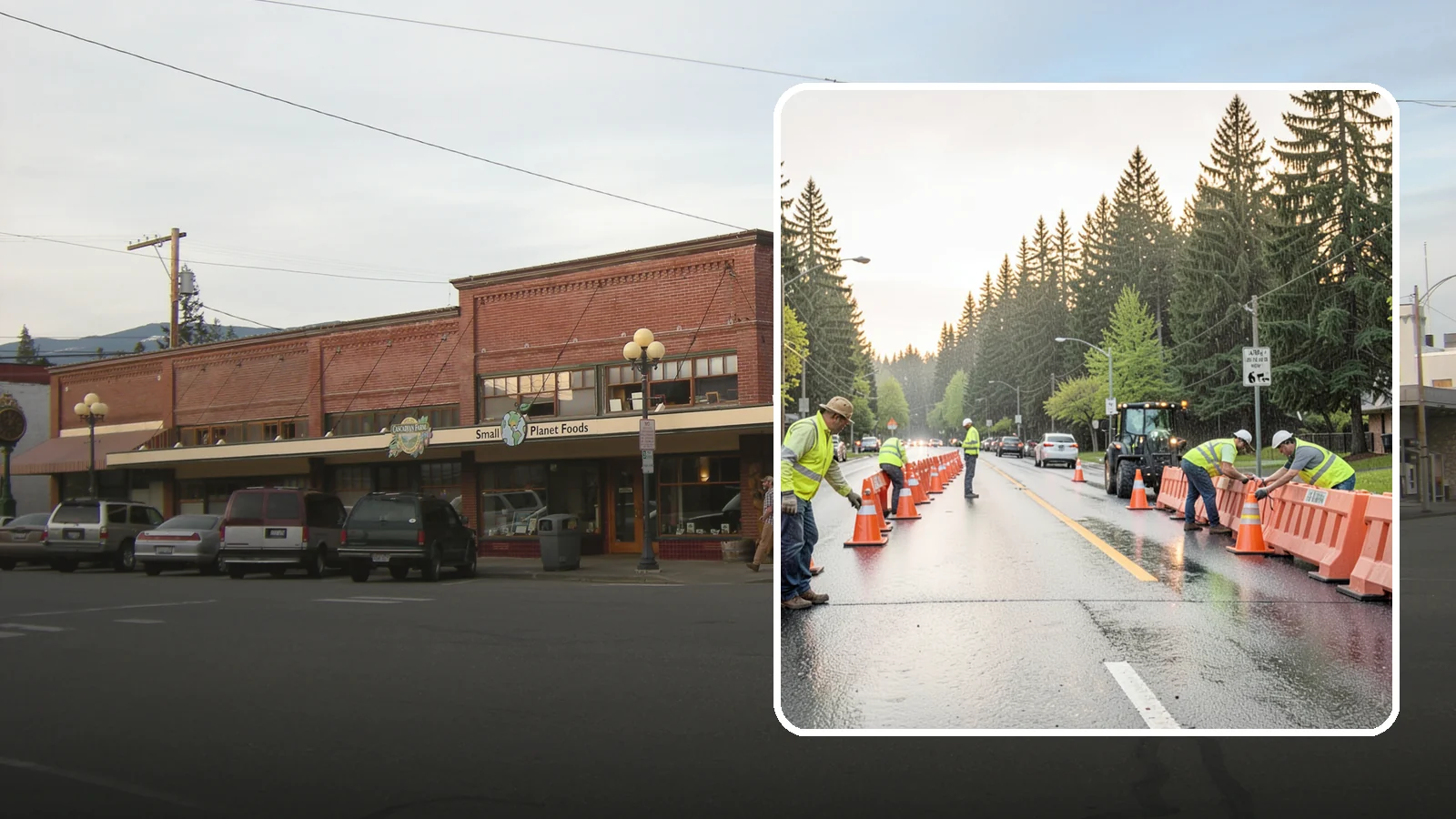 Barricade Placement in Sedro-Woolley, Skagit County, WA - Placement of event and traffic barricades for Western Washington public events and road closures.