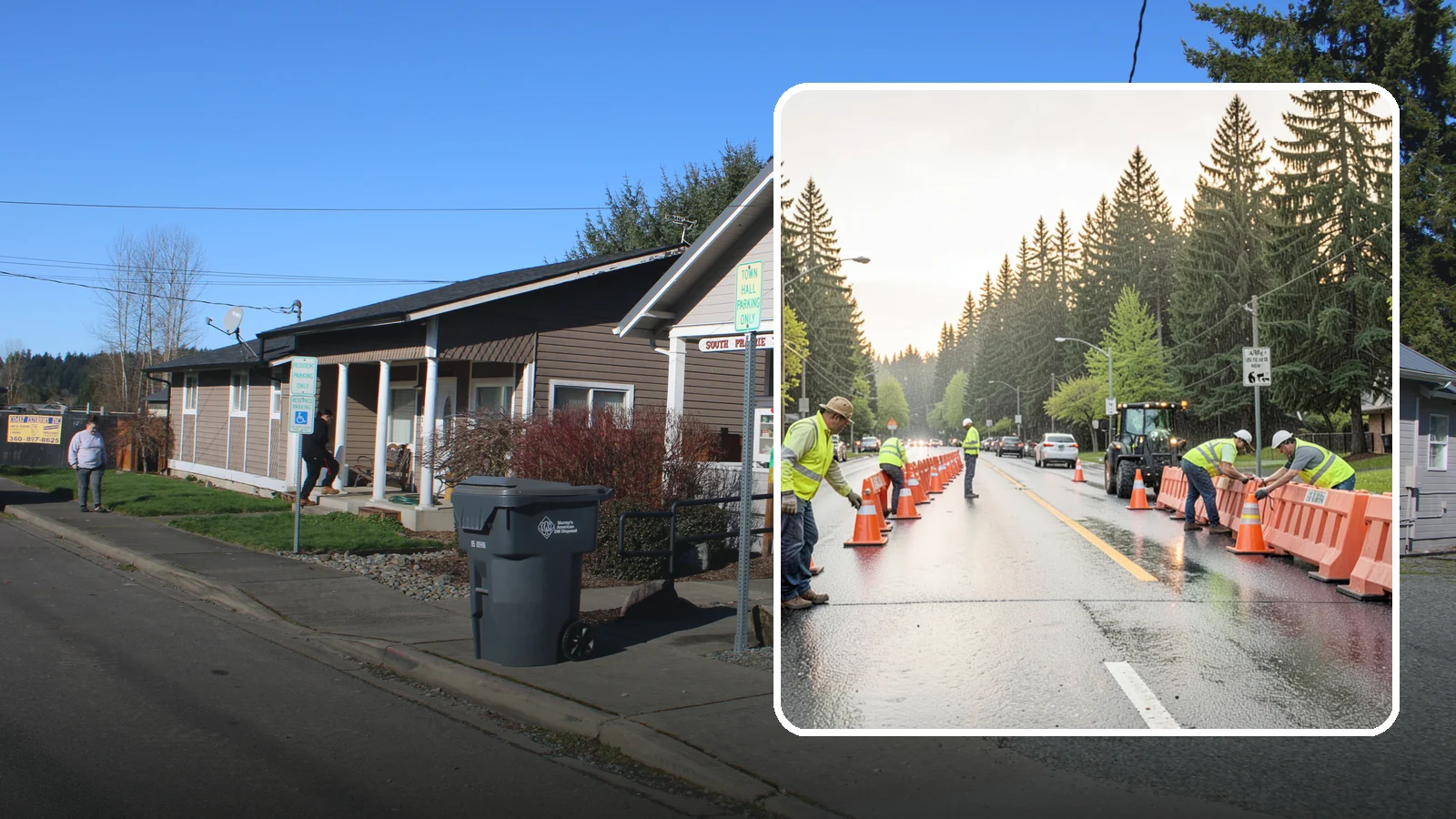 Barricade Placement in South Prairie, Pierce County, WA - Placement of event and traffic barricades for Western Washington public events and road closures.