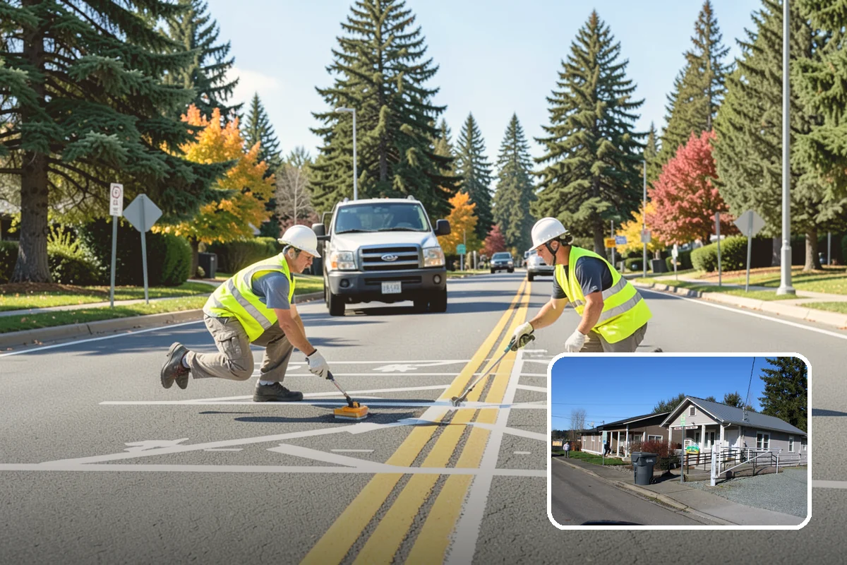 Barricade Placement in South Prairie, Pierce County, WA - Placement aligned with approved traffic-control plans