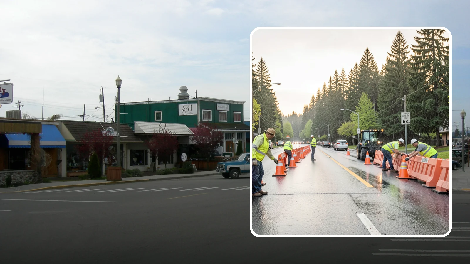 Barricade Placement in Stanwood, Snohomish County, WA - Placement of event and traffic barricades for Western Washington public events and road closures.
