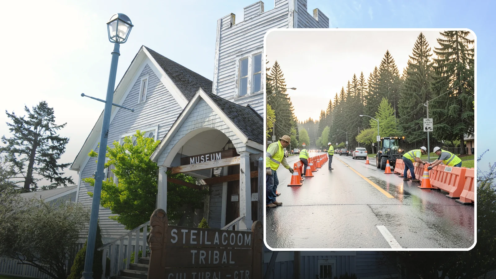 Barricade Placement in Steilacoom, Pierce County, WA - Placement of event and traffic barricades for Western Washington public events and road closures.