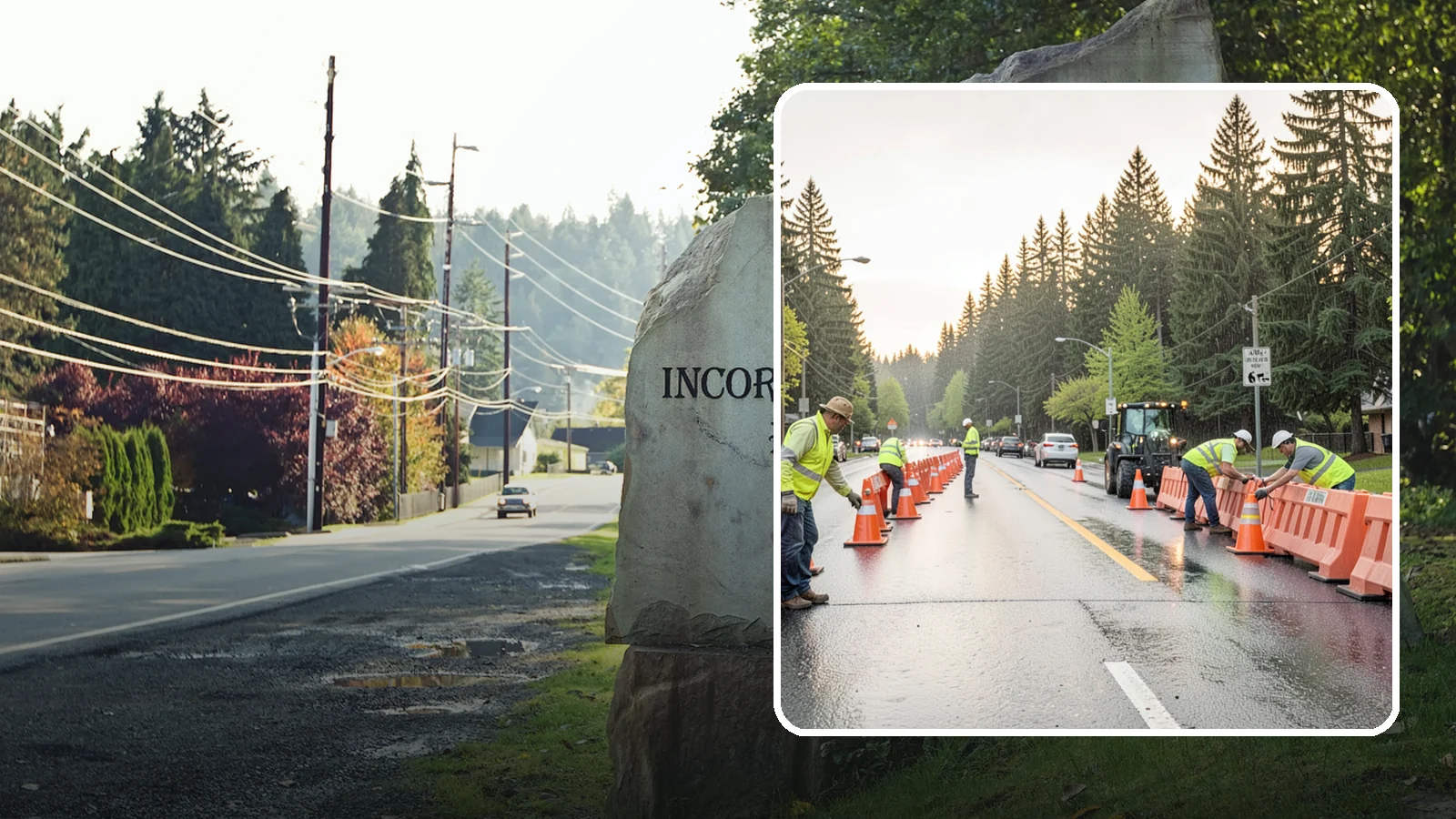 Barricade Placement in Wilkeson, Pierce County, WA - Placement of event and traffic barricades for Western Washington public events and road closures.