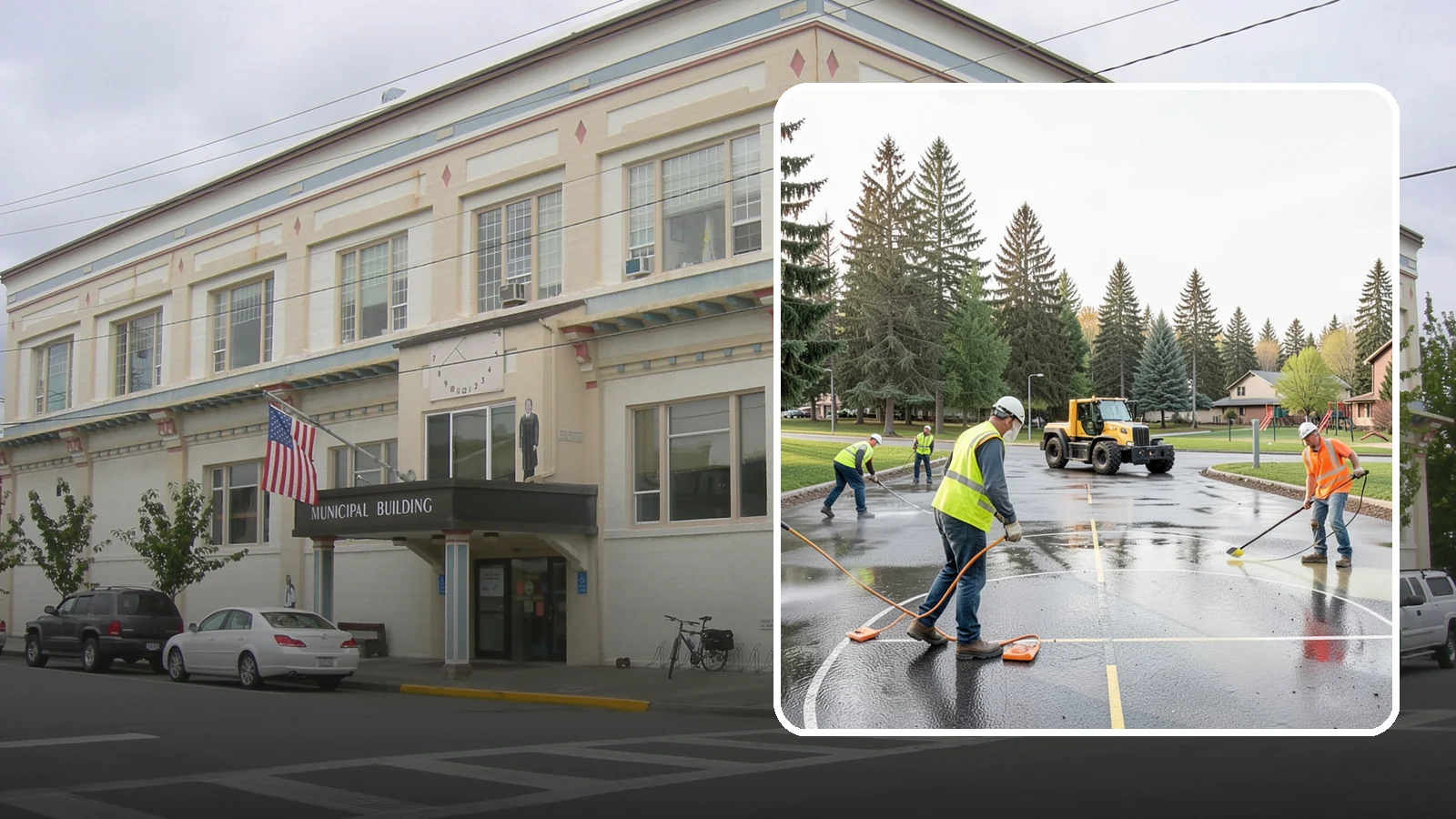 Basketball Court Cleaning in Anacortes, Skagit County, WA - Pressure cleaning that restores traction and appearance to outdoor public basketball courts.