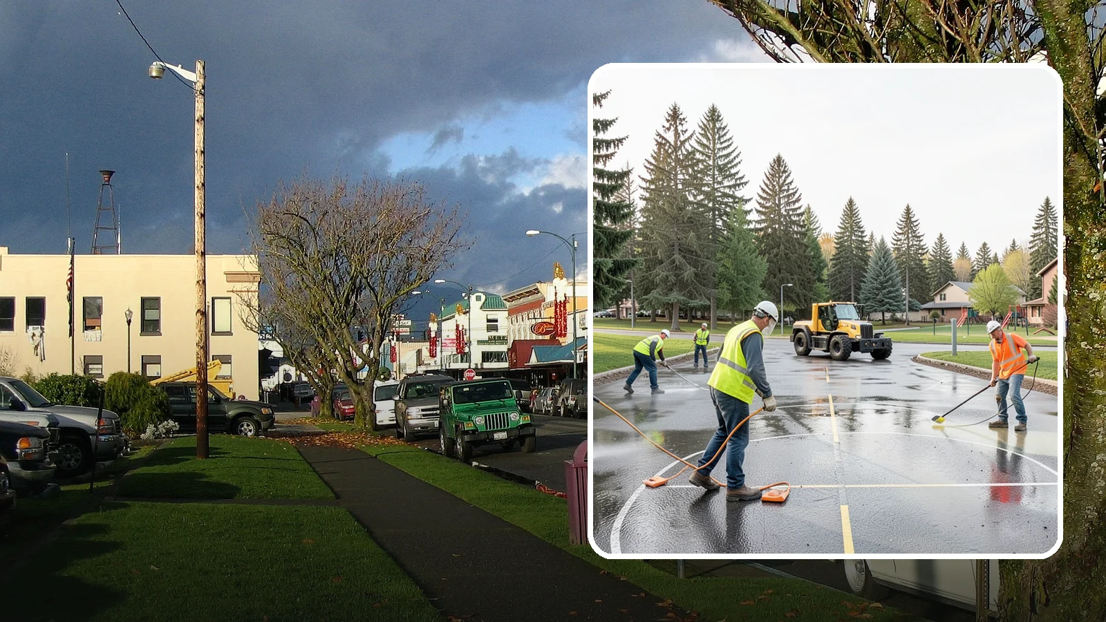 Basketball Court Cleaning in Arlington, Snohomish County, WA - Pressure cleaning that restores traction and appearance to outdoor public basketball courts.