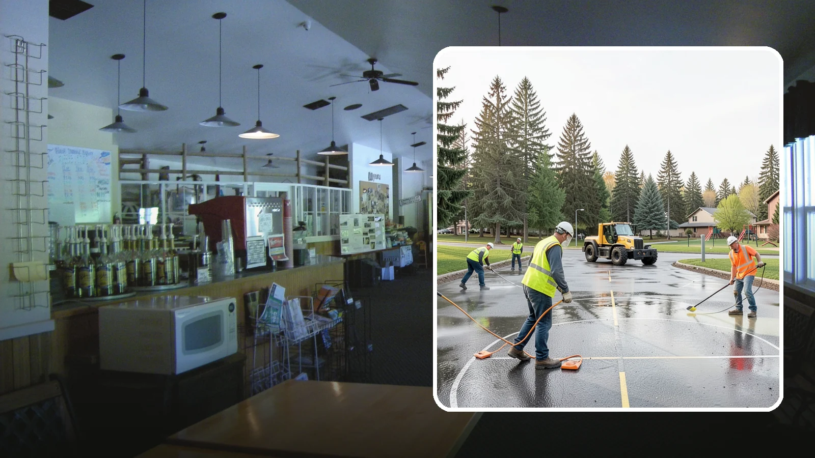 Basketball Court Cleaning in Black Diamond, King County, WA - Pressure cleaning that restores traction and appearance to outdoor public basketball courts.