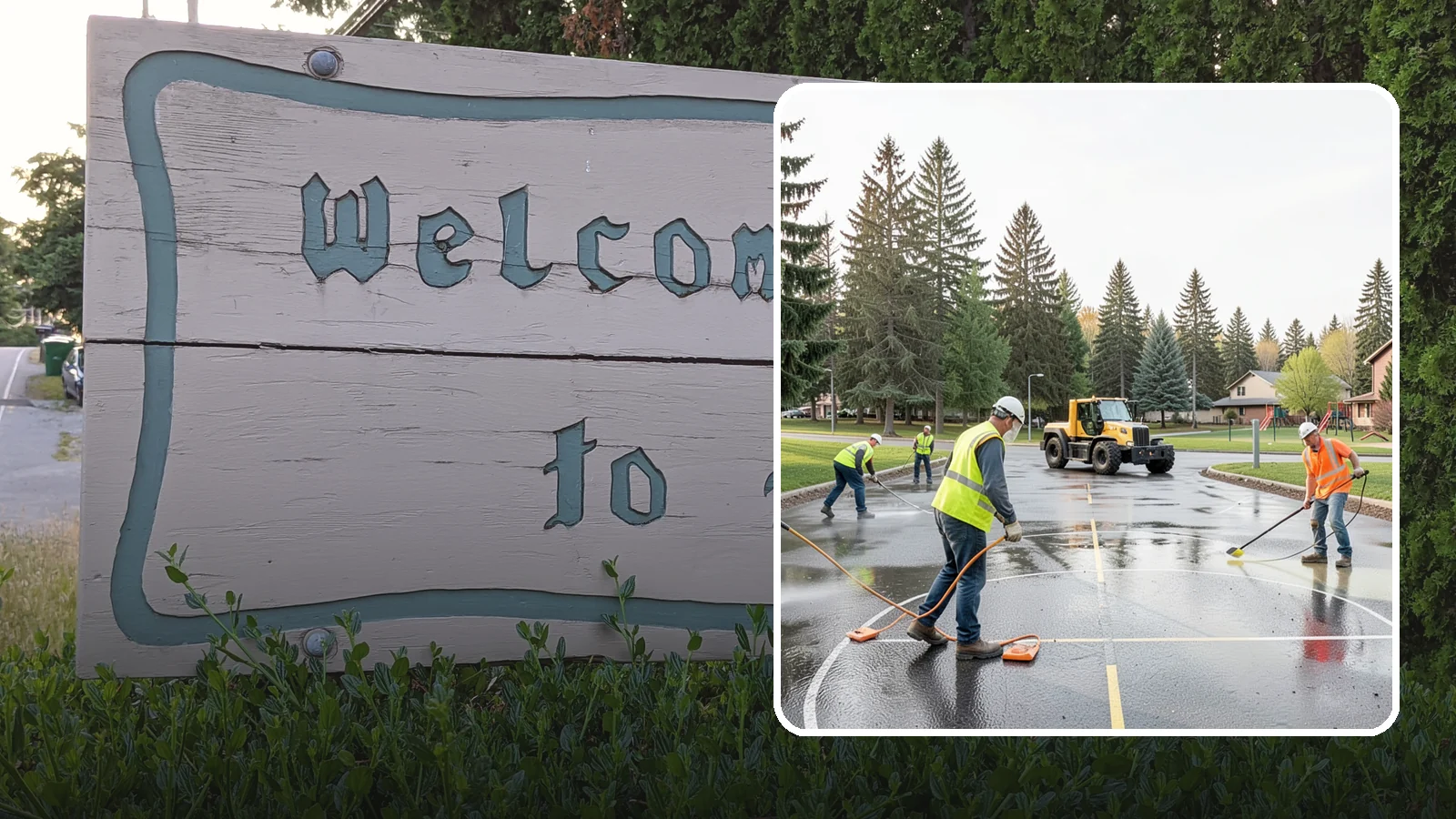 Basketball Court Cleaning in Brier, Snohomish County, WA - Pressure cleaning that restores traction and appearance to outdoor public basketball courts.