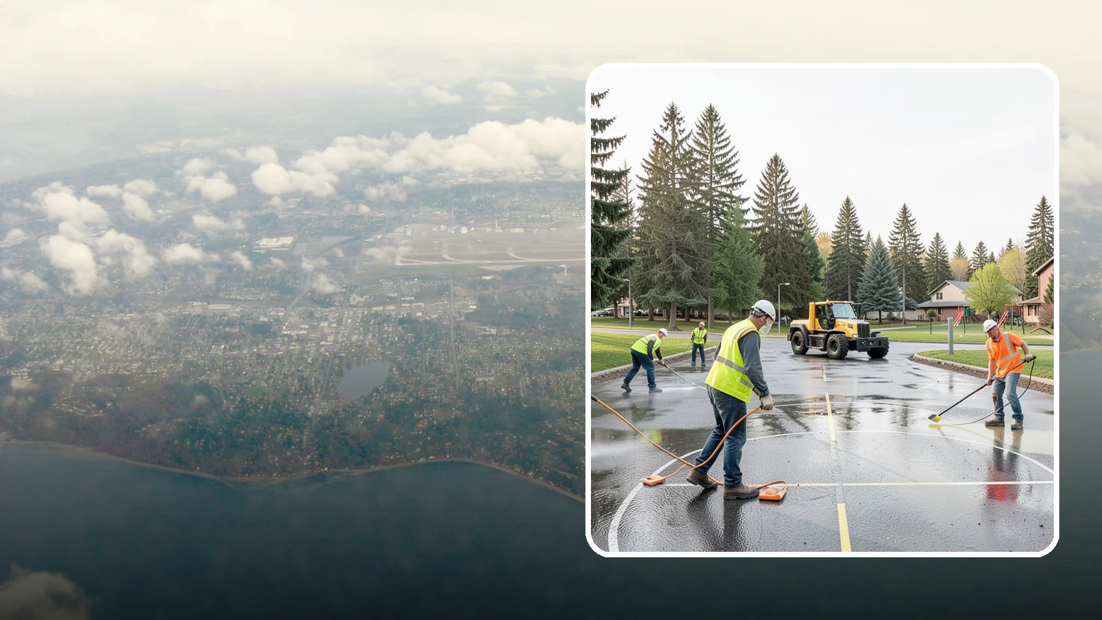 Basketball Court Cleaning in Burien, King County, WA - Pressure cleaning that restores traction and appearance to outdoor public basketball courts.