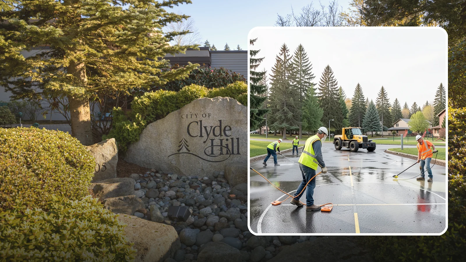 Basketball Court Cleaning in Clyde Hill, King County, WA - Pressure cleaning that restores traction and appearance to outdoor public basketball courts.