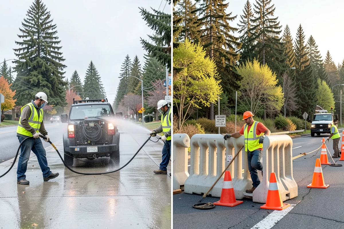 Basketball Court Cleaning in Concrete, Skagit County, WA - Inspect surface coating, key paint, and drainage conditions