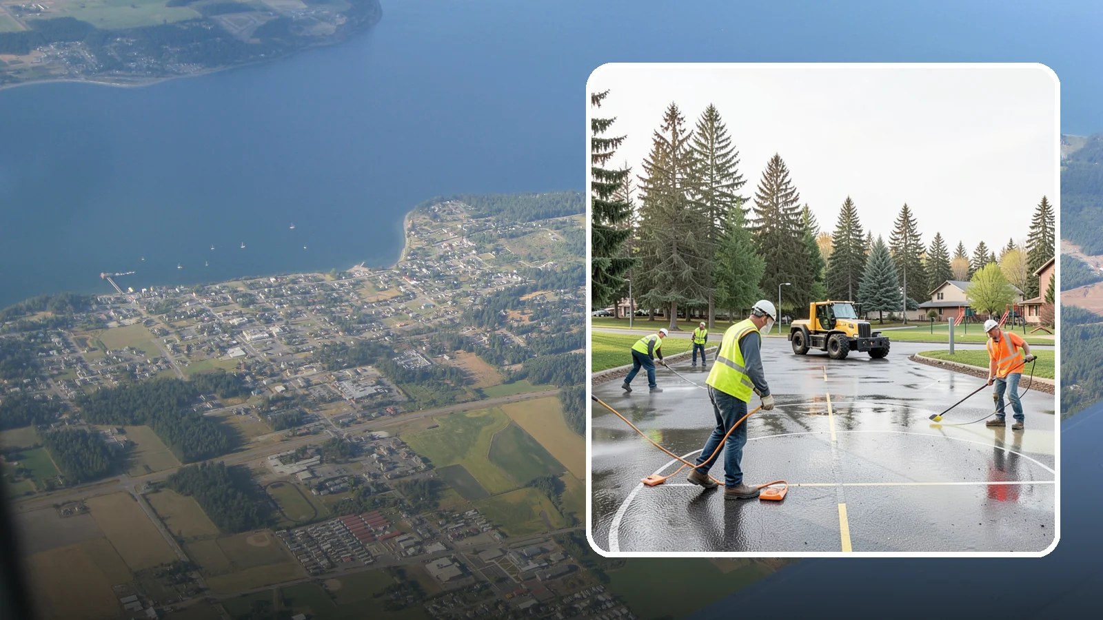 Basketball Court Cleaning in Coupeville, Island County, WA - Pressure cleaning that restores traction and appearance to outdoor public basketball courts.