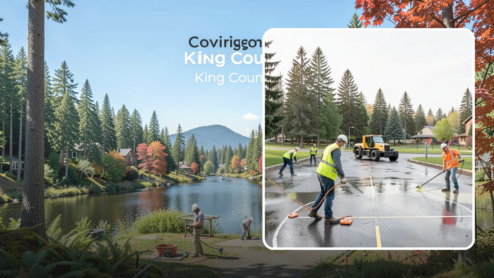 Basketball Court Cleaning in Covington, King County, WA - Pressure cleaning that restores traction and appearance to outdoor public basketball courts.