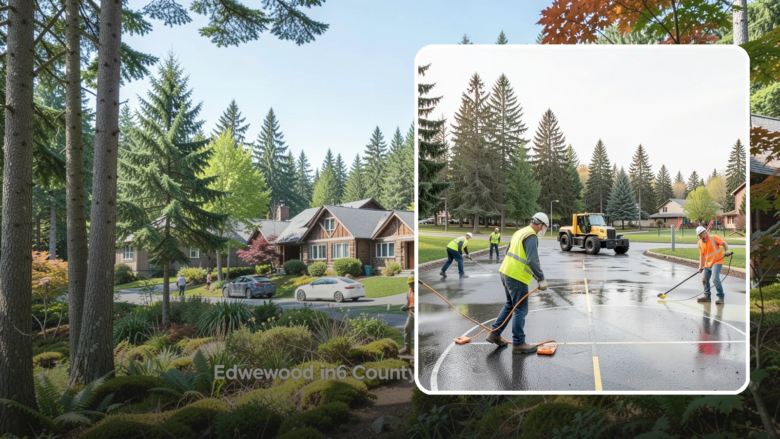 Basketball Court Cleaning in Edgewood, Pierce County, WA - Pressure cleaning that restores traction and appearance to outdoor public basketball courts.