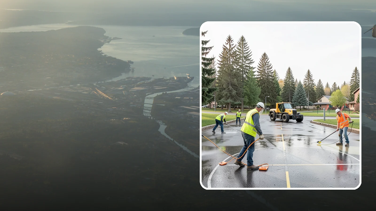 Basketball Court Cleaning in Fife, Pierce County, WA - Pressure cleaning that restores traction and appearance to outdoor public basketball courts.