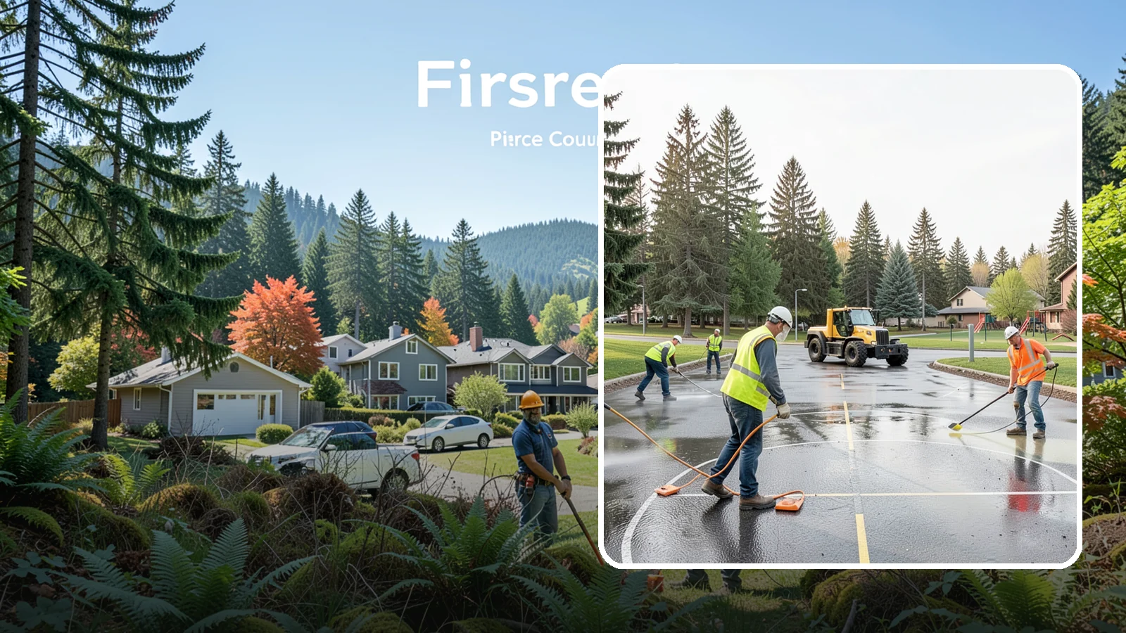 Basketball Court Cleaning in Fircrest, Pierce County, WA - Pressure cleaning that restores traction and appearance to outdoor public basketball courts.