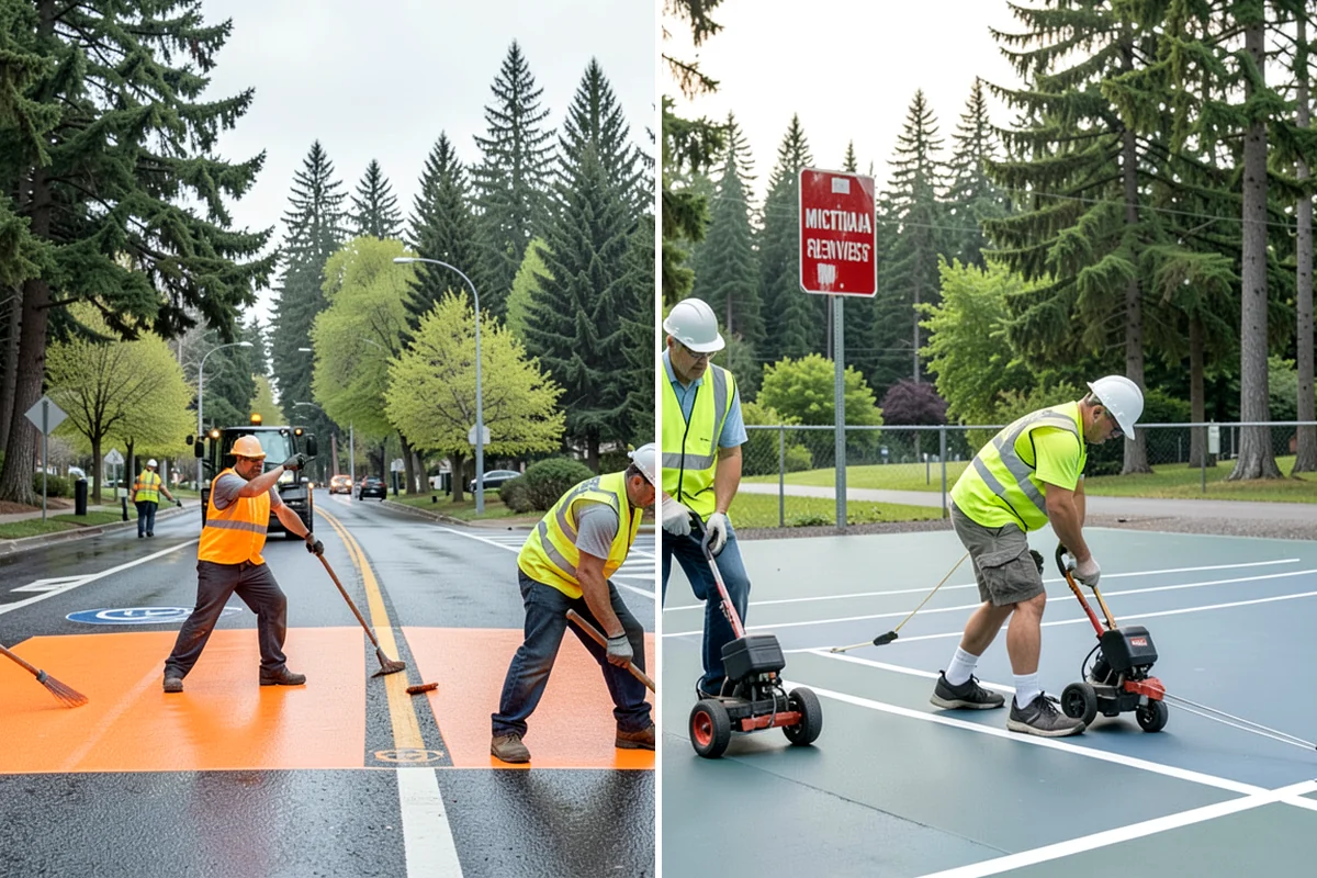 Basketball Court Cleaning in Gig Harbor, Pierce County, WA - Inspect surface coating, key paint, and drainage conditions