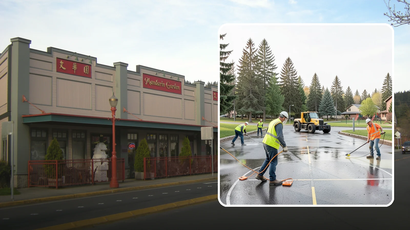 Basketball Court Cleaning in Issaquah, King County, WA - Pressure cleaning that restores traction and appearance to outdoor public basketball courts.