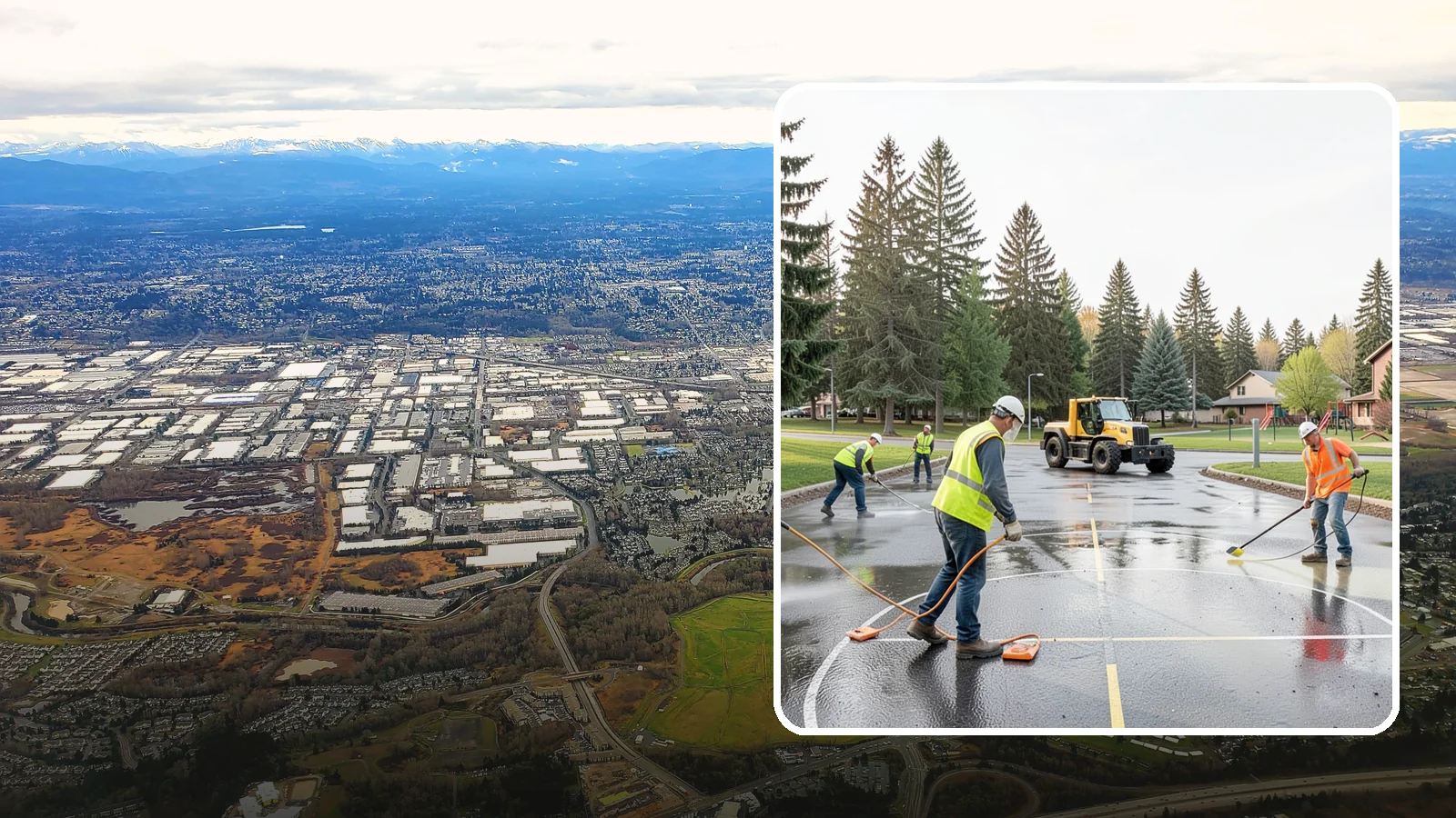 Basketball Court Cleaning in Kent, King County, WA - Pressure cleaning that restores traction and appearance to outdoor public basketball courts.