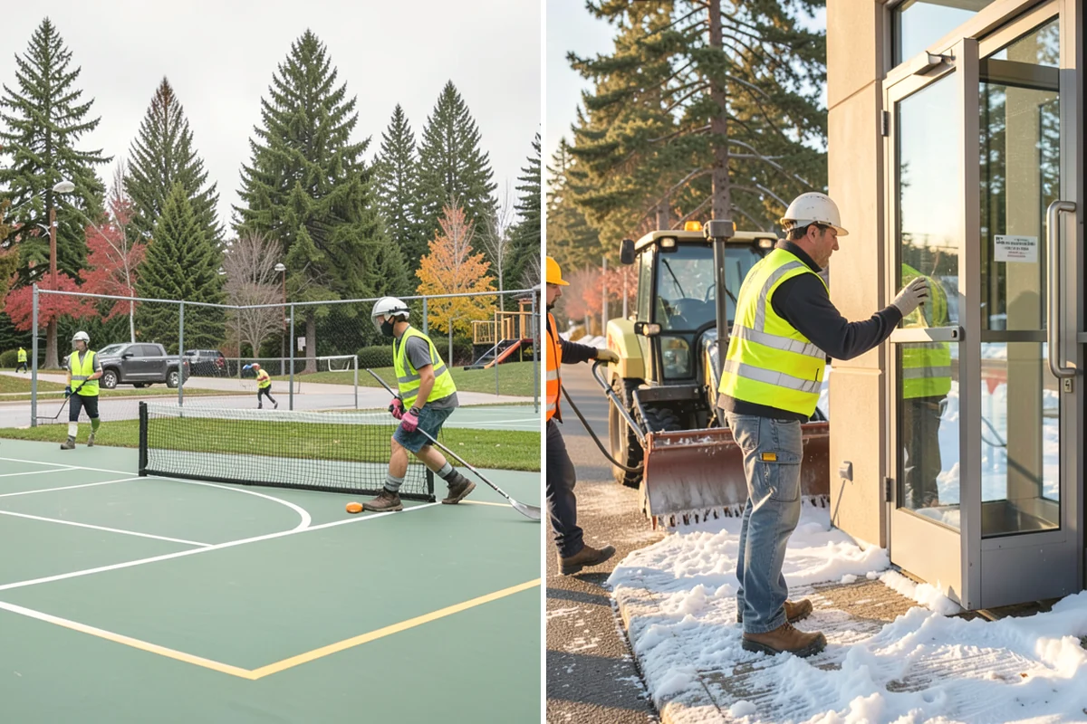 Basketball Court Cleaning in La Conner, Skagit County, WA - Inspect surface coating, key paint, and drainage conditions