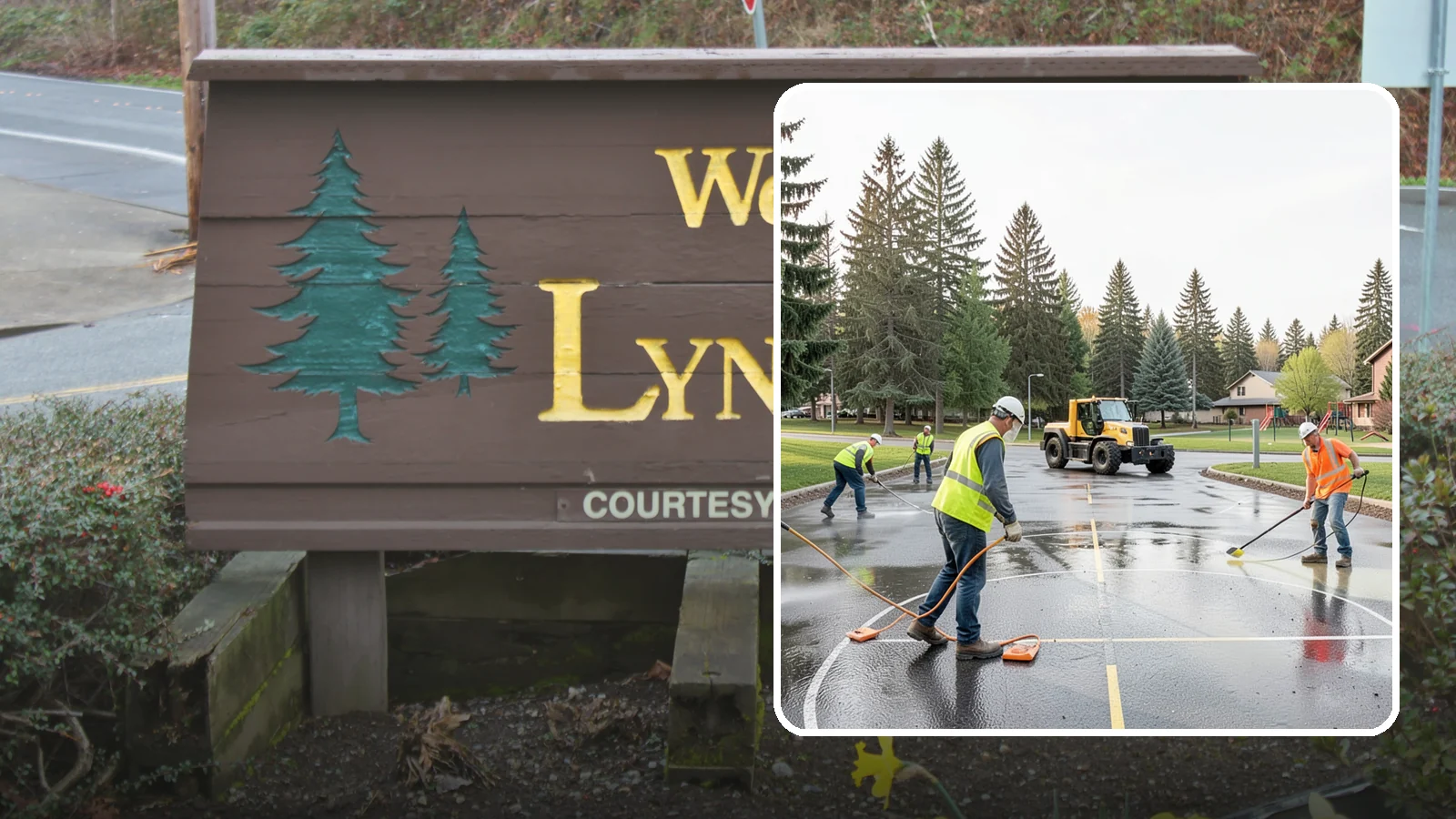 Basketball Court Cleaning in Lynnwood, Snohomish County, WA - Pressure cleaning that restores traction and appearance to outdoor public basketball courts.