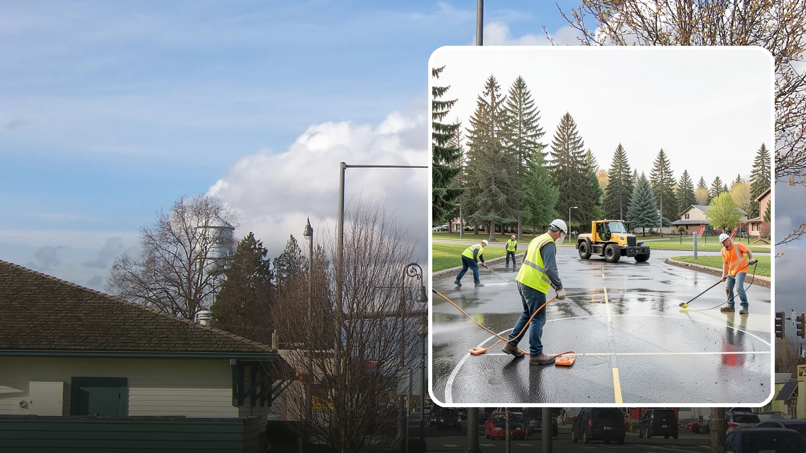 Basketball Court Cleaning in Marysville, Snohomish County, WA - Pressure cleaning that restores traction and appearance to outdoor public basketball courts.