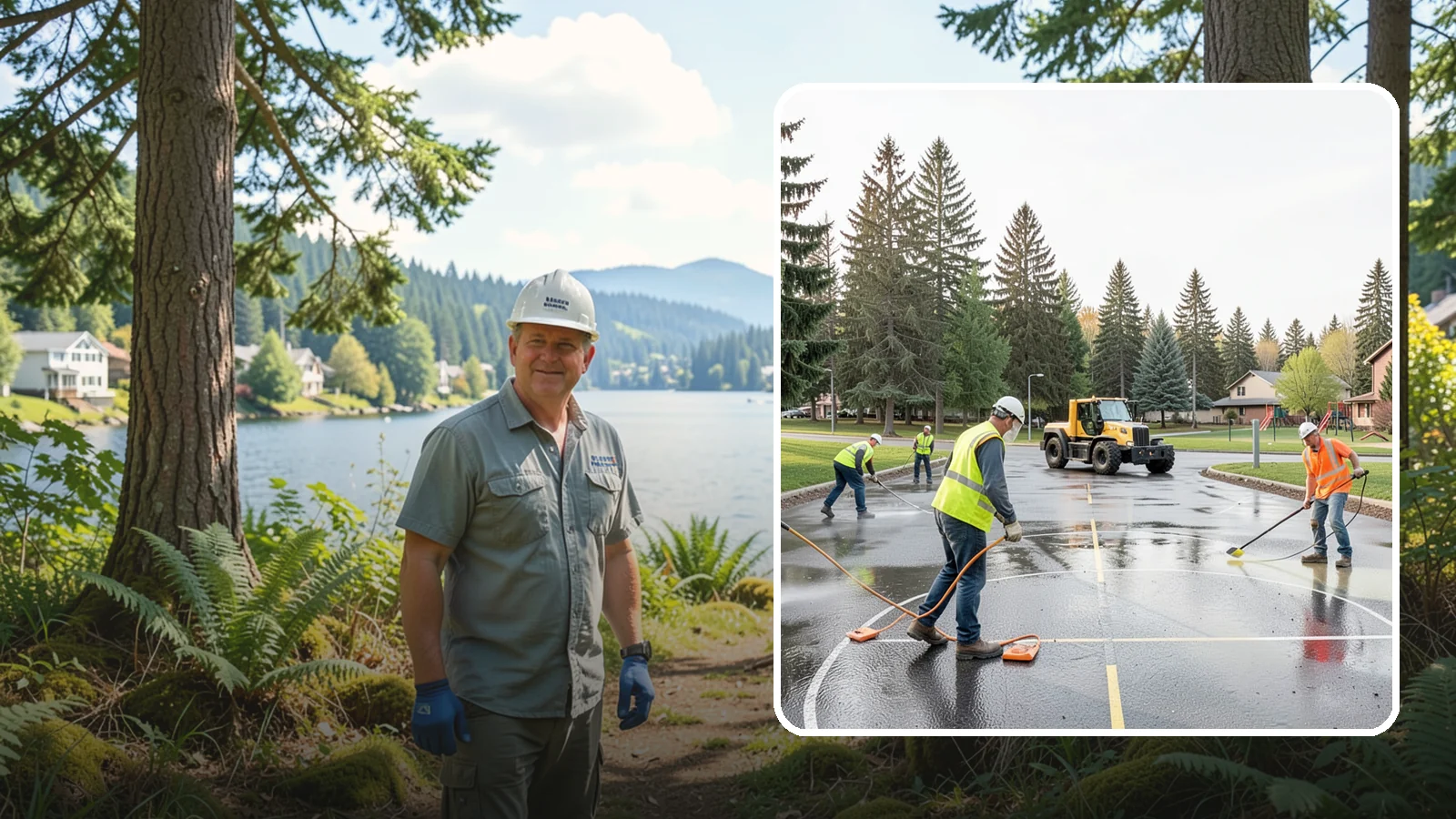 Basketball Court Cleaning in Milton, King County, WA - Pressure cleaning that restores traction and appearance to outdoor public basketball courts.